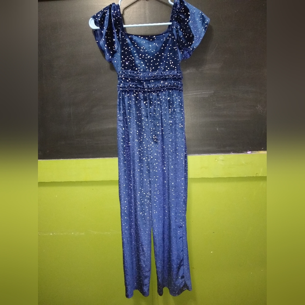 Trixxi Blue Jumpsuit with Silver Accents